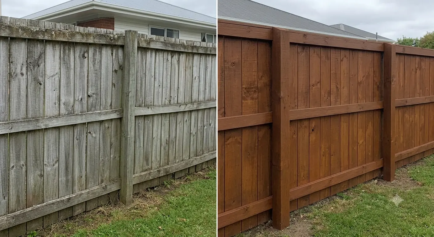 Fence Repair before and after